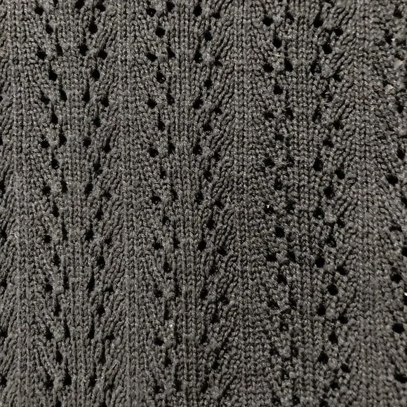 RICKI'S Vintage black short-sleeve scalloped shawl collar v-neck cardigan MEDIUM - Picture 4 of 15